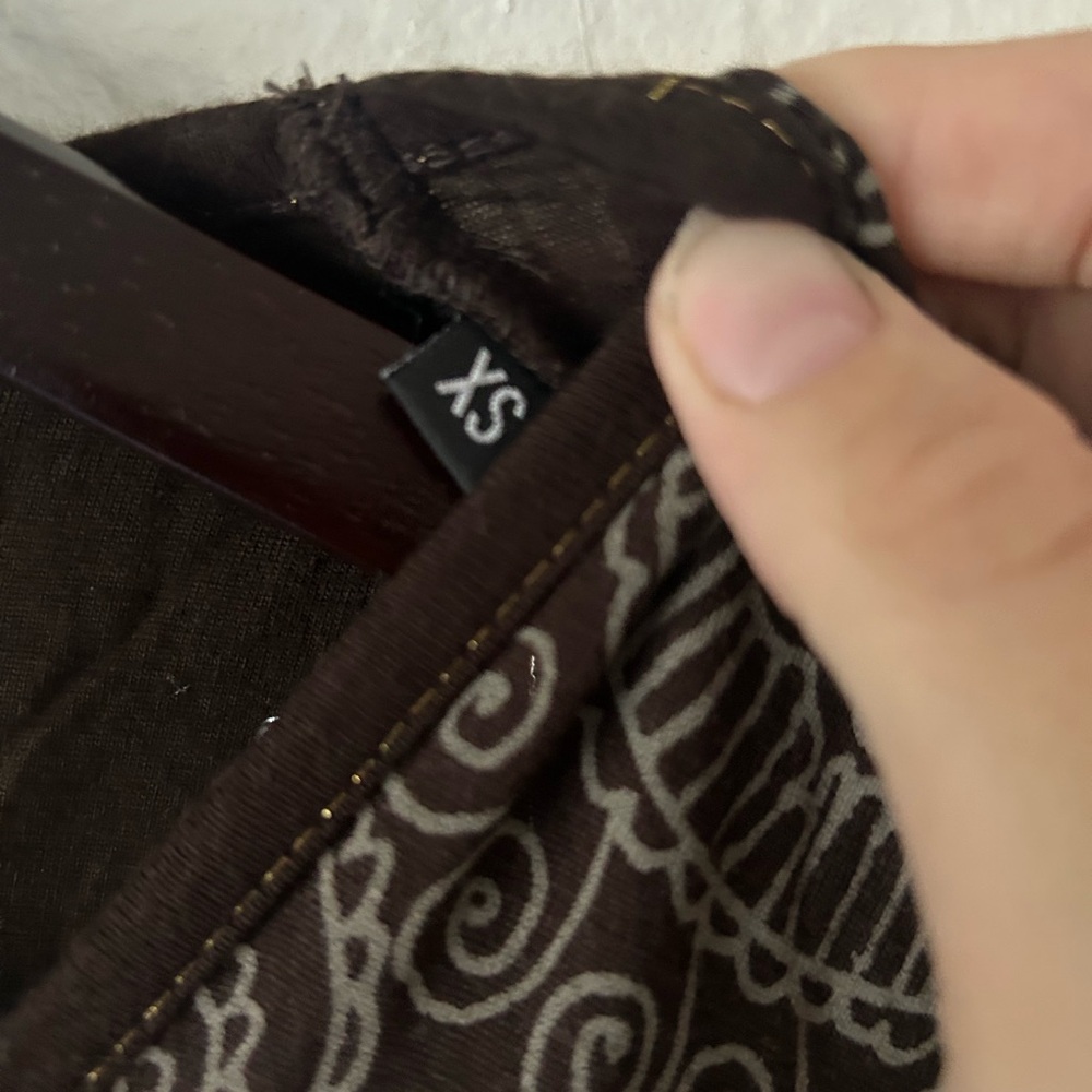 DESIGUAL Ladies Long Sleeve Scoop Neck A-line Brown TISDALE Dress XS Artsy Boho - Picture 4 of 16